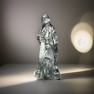 Vintage Clear Glass Nativity Wise Man Figurine 6”